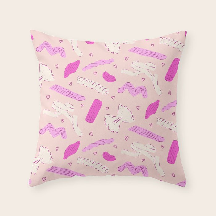 Pasta Noodles in Pink  Throw Pillow Gallery Image 6
