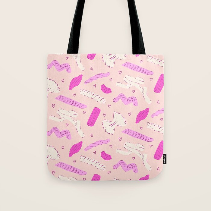 Pasta Noodles in Pink  Tote Bag Gallery Image 1
