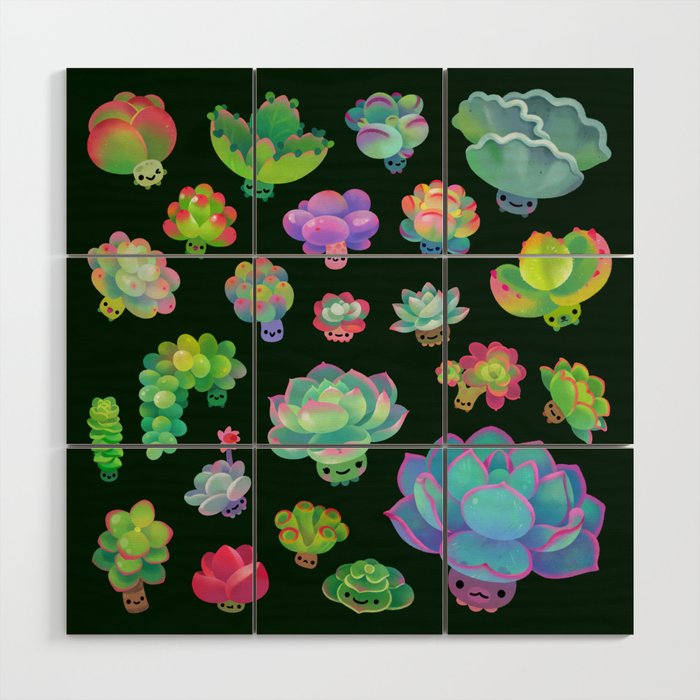 Baby succulent 2 - dark Wood Wall Art Gallery Image 1