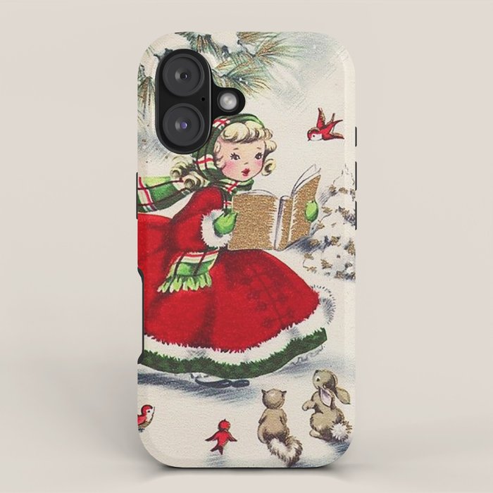 Vintage Christmas Girl iPhone Case Gallery Image 1