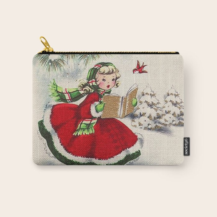 Vintage Christmas Girl Carry All Pouch Gallery Image 1