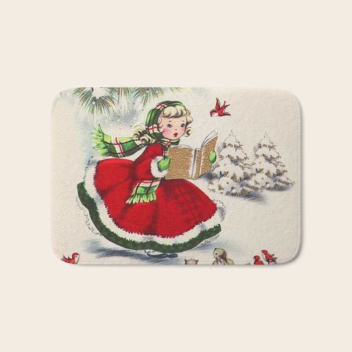 Vintage Christmas Girl Bath Mat Gallery Image 1
