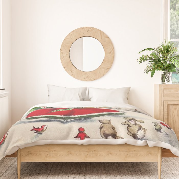 Vintage Christmas Girl Duvet Cover Gallery Image 3