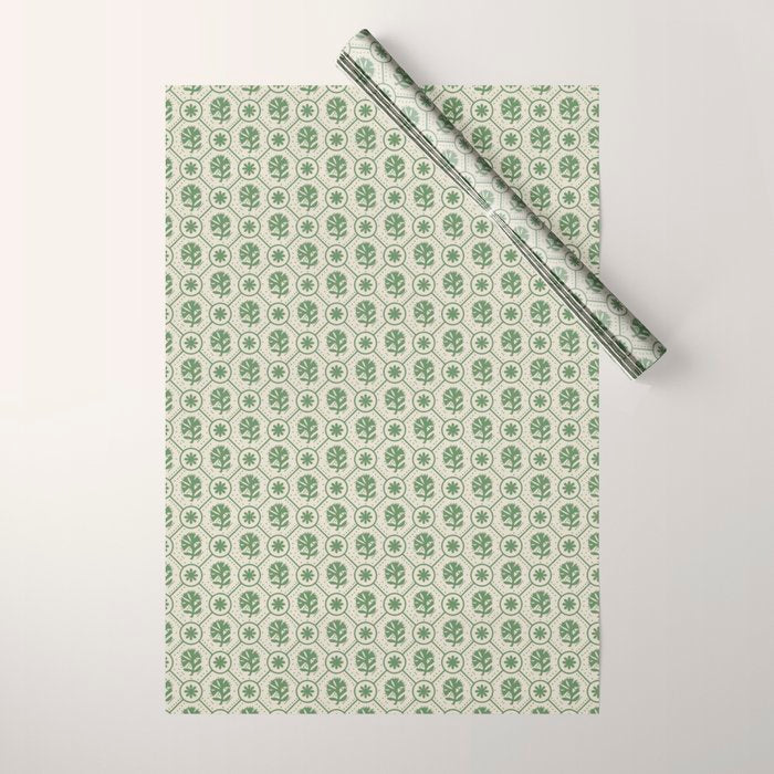 Sea Glass Geometric Floral Wrapping Paper Gallery Image 1
