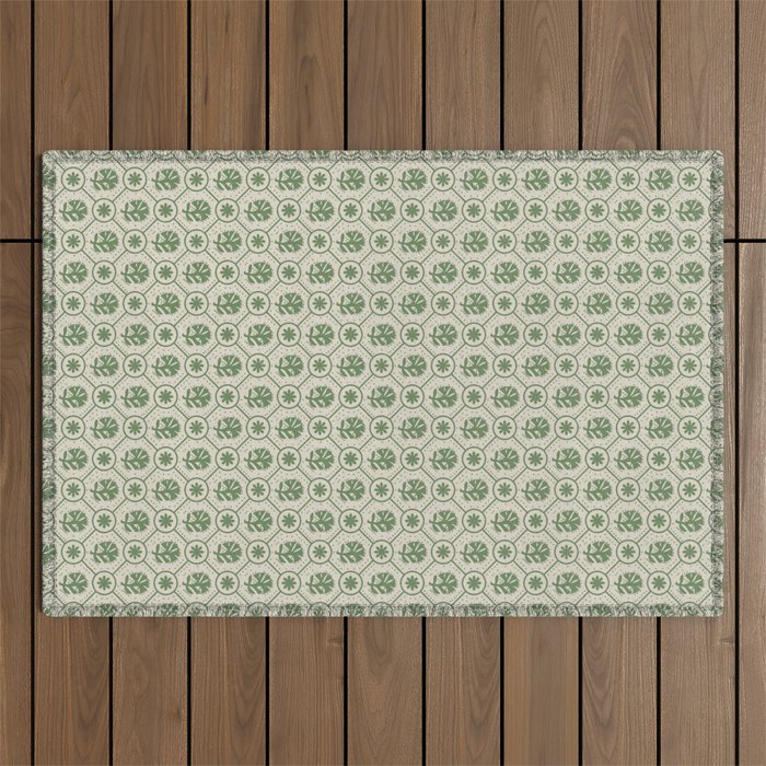 Sea Glass Geometric Floral Outdoor Rug Gallery Image 1