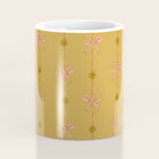 Cute Hair Bows & Stars in Yellow Ochre & Peach Coffee Mug Gallery Image 4