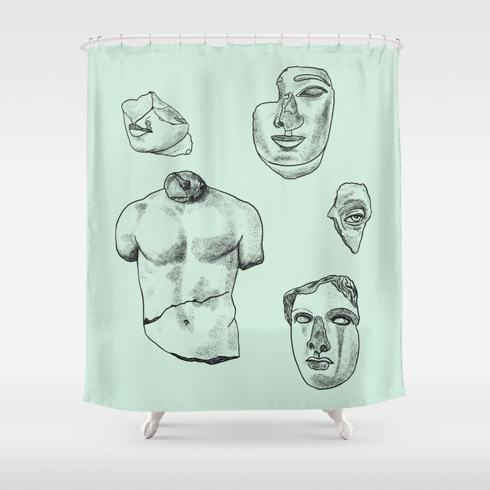 Fragments in Mint Shower Curtain Gallery Image 1