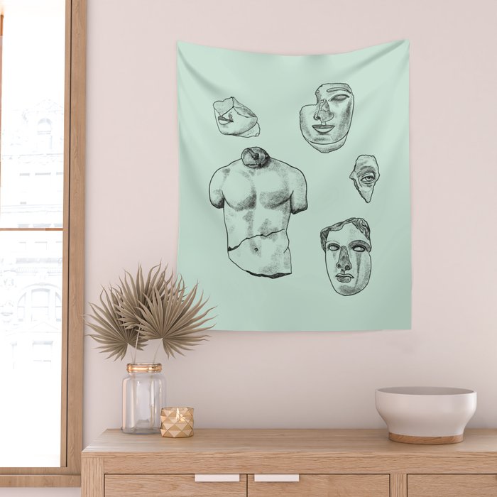 Fragments in Mint Wall Tapestry Gallery Image 2