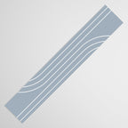 Minimal Line Curvature LXXVII Natural Blue Mid Century Modern Arch Abstract Table Runner Gallery Image 3