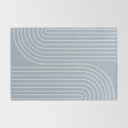 Minimal Line Curvature LXXVII Natural Blue Mid Century Modern Arch Abstract Rug Gallery Image 2