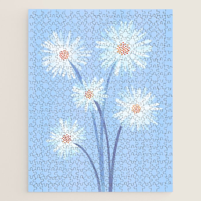 Winter Floral Still Life in Ice Blue Jigsaw Puzzle