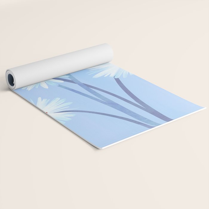 Winter Floral Still Life in Ice Blue Yoga Mat Gallery Image 2