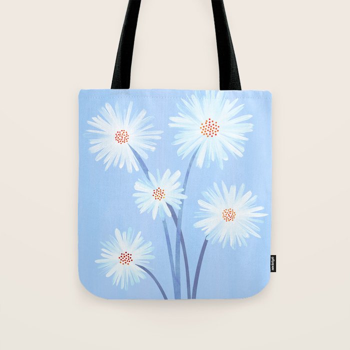 Winter Floral Still Life in Ice Blue Tote Bag Gallery Image 1