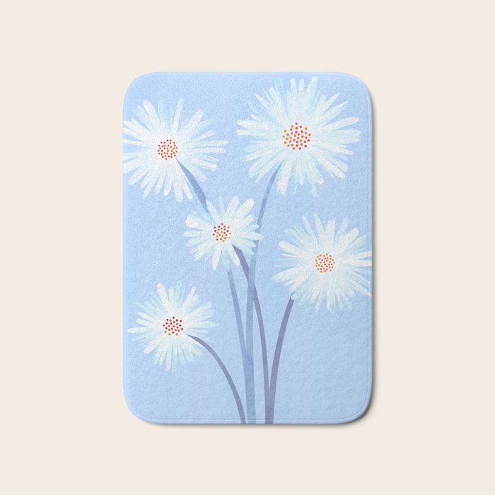 Winter Floral Still Life in Ice Blue Bath Mat Gallery Image 1