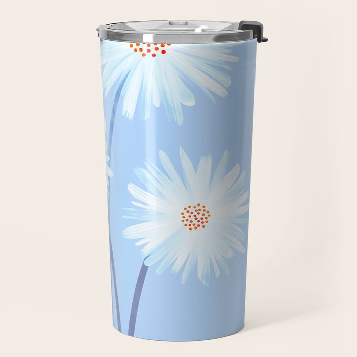 Winter Floral Still Life in Ice Blue Travel Mug Gallery Image 2