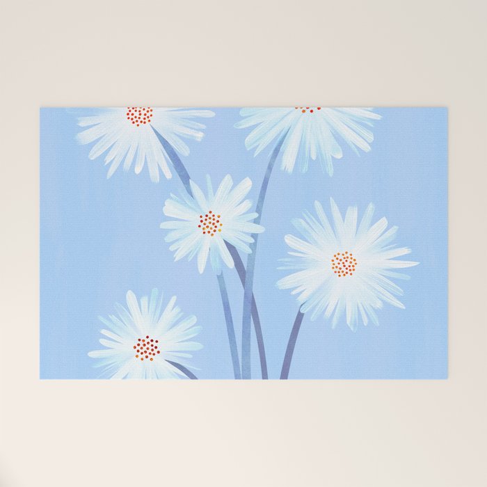 Winter Floral Still Life in Ice Blue Welcome Mat Gallery Image 1