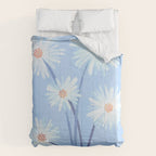 Winter Floral Still Life in Ice Blue Comforter Gallery Image 6