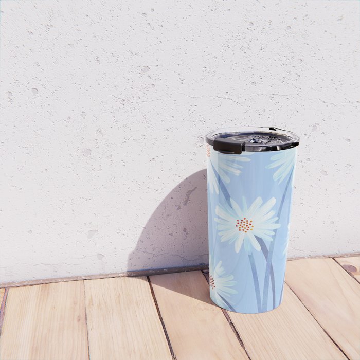 Winter Floral Still Life in Ice Blue Travel Mug Gallery Image 4