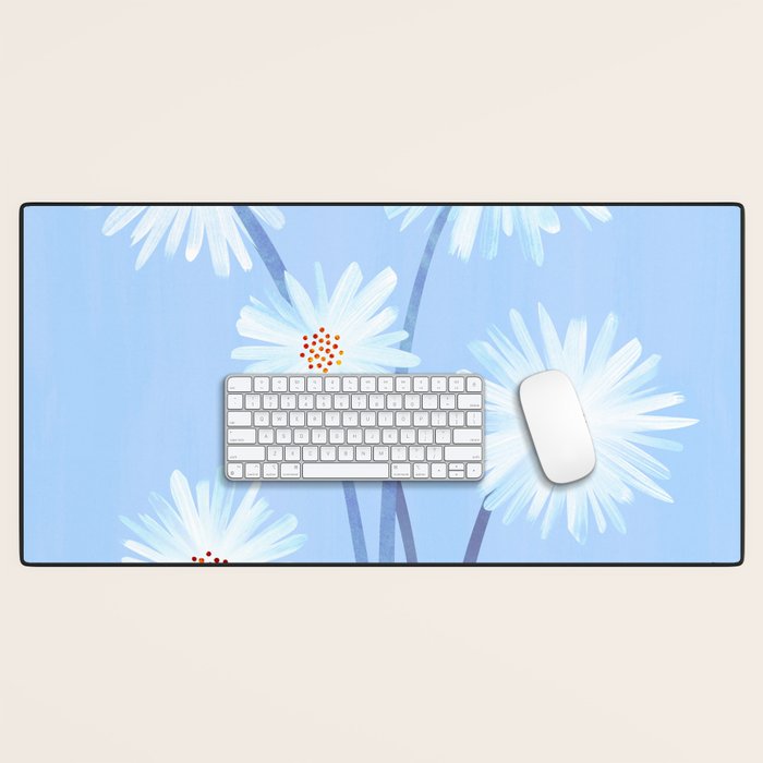 Winter Floral Still Life in Ice Blue Desk Mat Gallery Image 1
