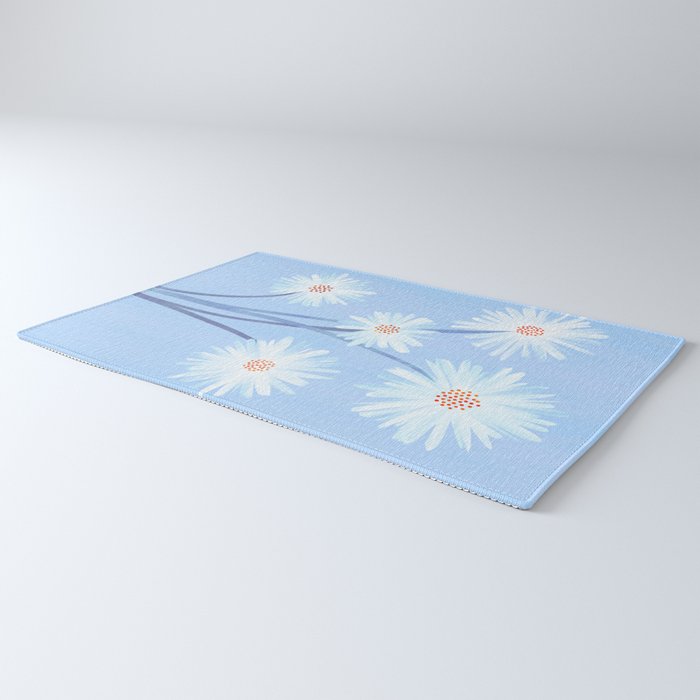 Winter Floral Still Life in Ice Blue Rug Gallery Image 3