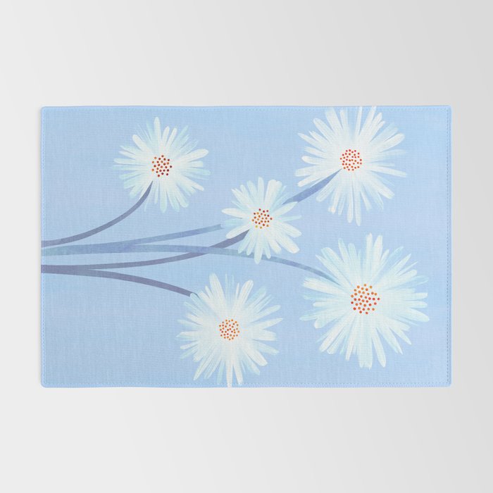 Winter Floral Still Life in Ice Blue Rug Gallery Image 2