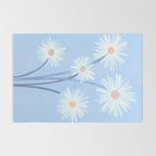 Winter Floral Still Life in Ice Blue Rug Gallery Image 2