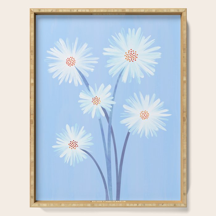 Winter Floral Still Life in Ice Blue Serving Tray Gallery Image 1