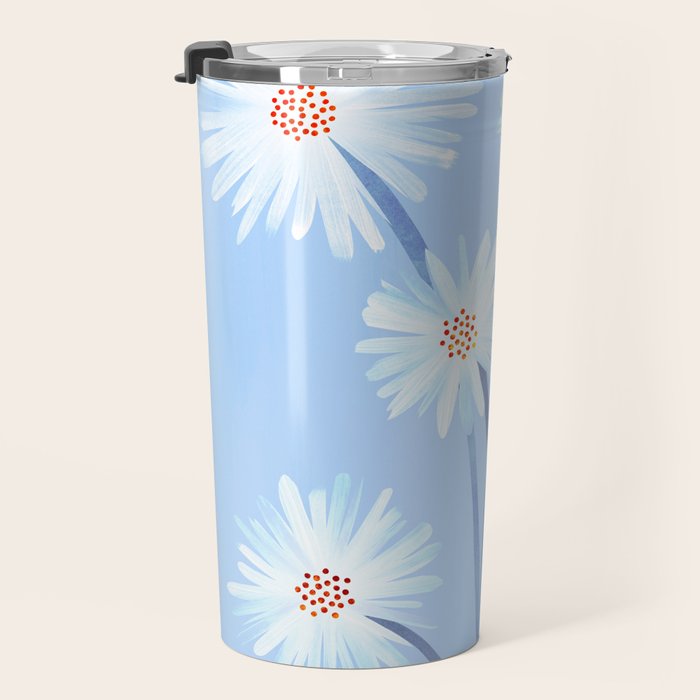 Winter Floral Still Life in Ice Blue Travel Mug Gallery Image 3