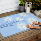 Winter Floral Still Life in Ice Blue Outdoor Rug Gallery Image 2