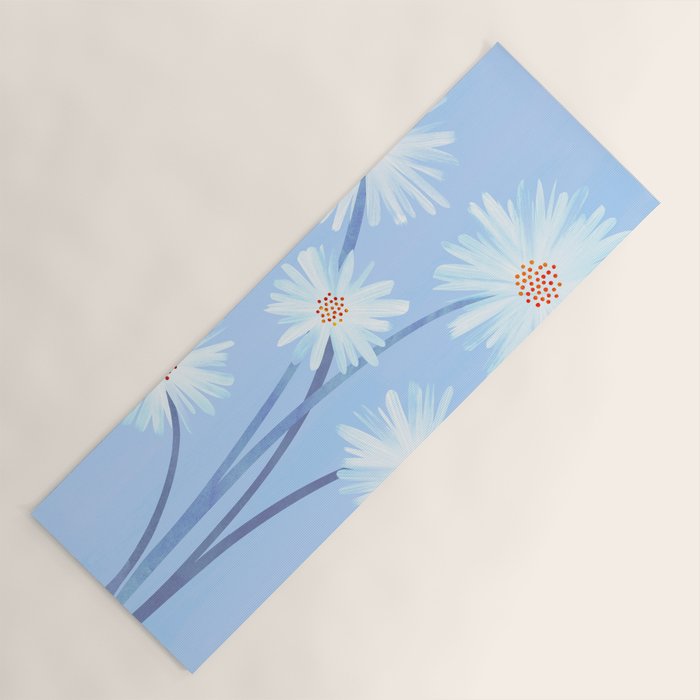 Winter Floral Still Life in Ice Blue Yoga Mat