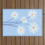 Winter Floral Still Life in Ice Blue Outdoor Rug Gallery Image 1