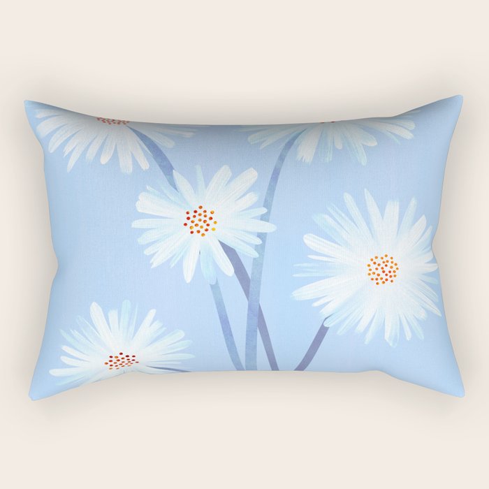 Winter Floral Still Life in Ice Blue Rectangular Pillow Gallery Image 2