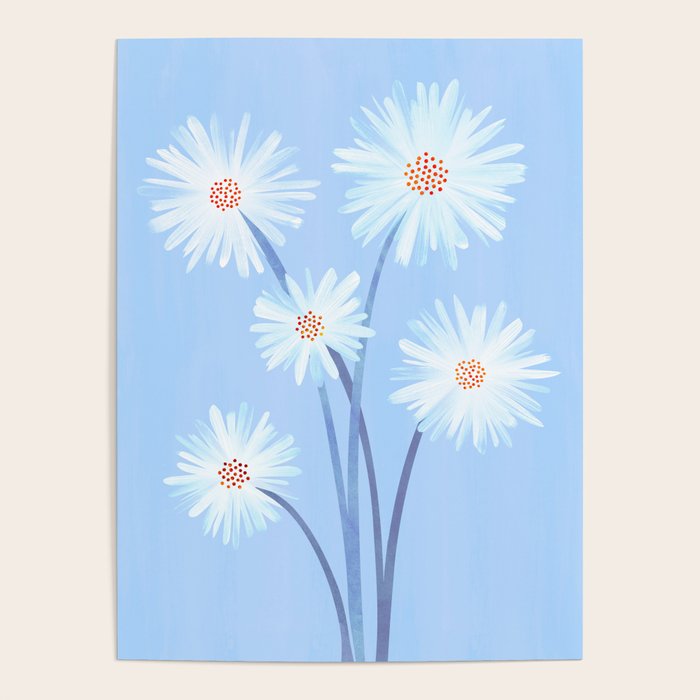 Winter Floral Still Life in Ice Blue Poster Gallery Image 1