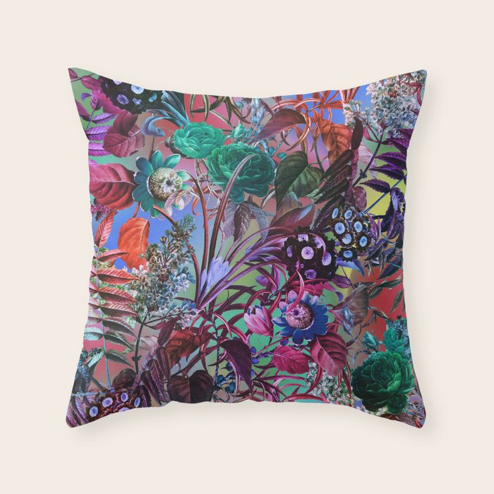 Multicolor Floral Pattern Throw Pillow Gallery Image 1
