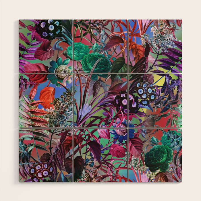 Multicolor Floral Pattern Wood Wall Art Gallery Image 1