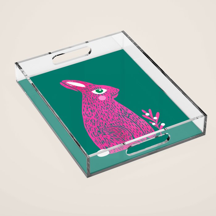 Pink Rabbit Acrylic Tray Gallery Image 1