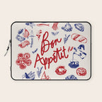 Bon Appetit Seafood and French Bread Handdrawn Gourmet Food Illustration Laptop Sleeve Gallery Image 1