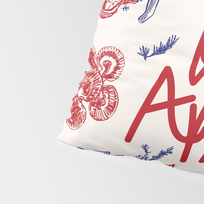 Bon Appetit Seafood and French Bread Handdrawn Gourmet Food Illustration Pillow Sham Gallery Image 4