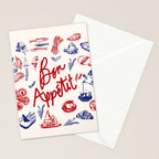 Bon Appetit Seafood and French Bread Handdrawn Gourmet Food Illustration Stationery Card Gallery Image 2