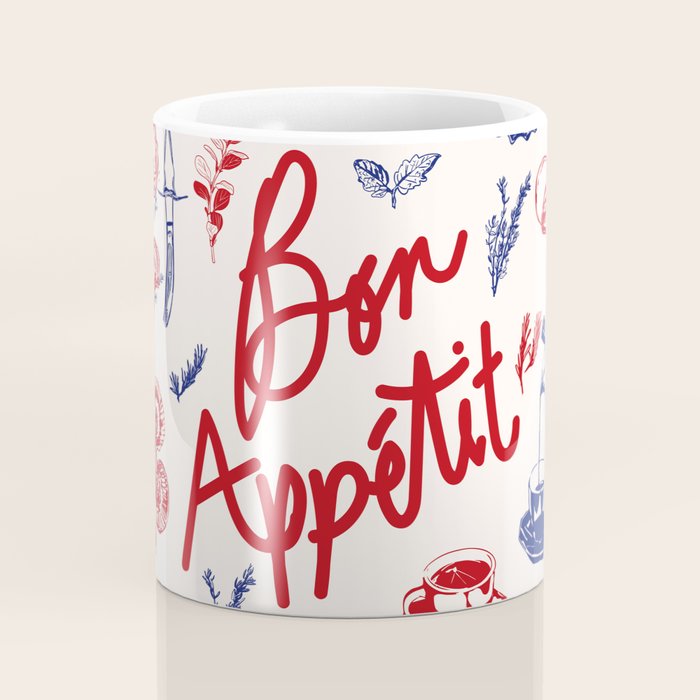 Bon Appetit Seafood and French Bread Handdrawn Gourmet Food Illustration Coffee Mug Gallery Image 4
