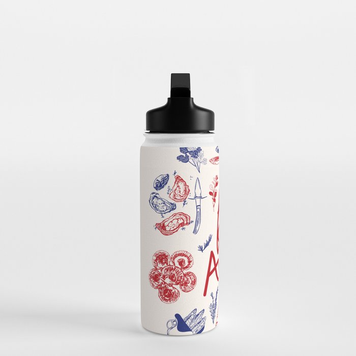 Bon Appetit Seafood and French Bread Handdrawn Gourmet Food Illustration Water Bottle Gallery Image 3