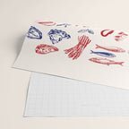 Bon Appetit Seafood and French Bread Handdrawn Gourmet Food Illustration Wrapping Paper Gallery Image 2