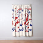 Bon Appetit Seafood and French Bread Handdrawn Gourmet Food Illustration Window Curtain Gallery Image 3
