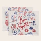 Bon Appetit Seafood and French Bread Handdrawn Gourmet Food Illustration Placemat Gallery Image 1