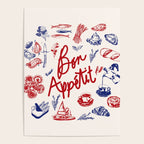 Bon Appetit Seafood and French Bread Handdrawn Gourmet Food Illustration Poster Gallery Image 4