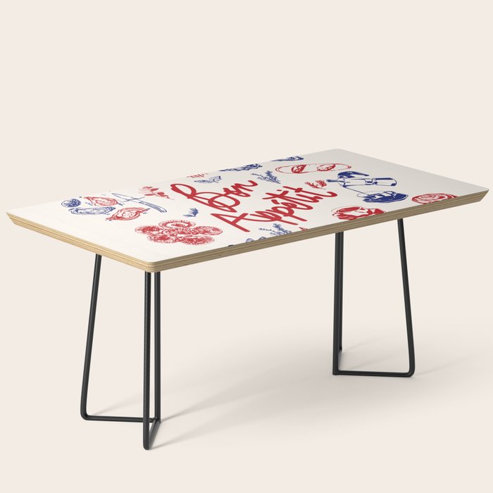 Bon Appetit Seafood and French Bread Handdrawn Gourmet Food Illustration Coffee Table Gallery Image 1