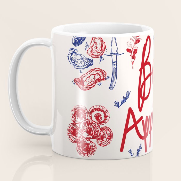 Bon Appetit Seafood and French Bread Handdrawn Gourmet Food Illustration Coffee Mug Gallery Image 3