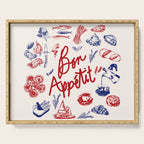 Bon Appetit Seafood and French Bread Handdrawn Gourmet Food Illustration Serving Tray Gallery Image 1