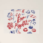 Bon Appetit Seafood and French Bread Handdrawn Gourmet Food Illustration Welcome Mat Gallery Image 1
