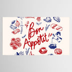 Bon Appetit Seafood and French Bread Handdrawn Gourmet Food Illustration Tablecloth Gallery Image 2